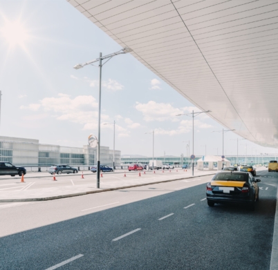 taxi-car-near-the-airport-entrance